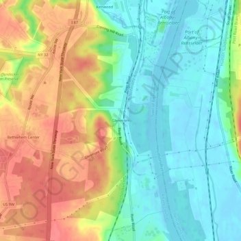Mappa topografica Glenmont, altitudine, rilievo