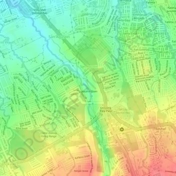 Mappa topografica Luksuhin Dam, altitudine, rilievo