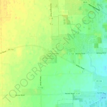 Mappa topografica Diltz Corners, altitudine, rilievo