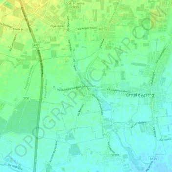 Mappa topografica Azzano, altitudine, rilievo