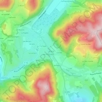 Mappa topografica La Sarra, altitudine, rilievo