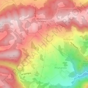 Mappa topografica Cerè di Sotto, altitudine, rilievo