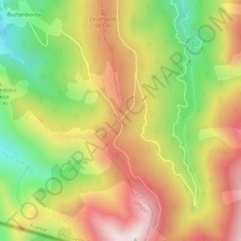 Mappa topografica Col d'Hauzay, altitudine, rilievo