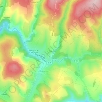 Mappa topografica La Pouncho, altitudine, rilievo