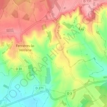 Mappa topografica Cochet, altitudine, rilievo