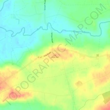 Mappa topografica Kirk Hill, altitudine, rilievo