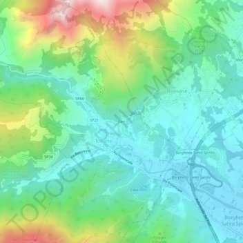 Mappa topografica Dari, altitudine, rilievo
