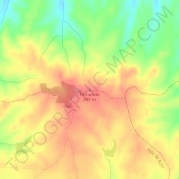 Mappa topografica Fernando, altitudine, rilievo