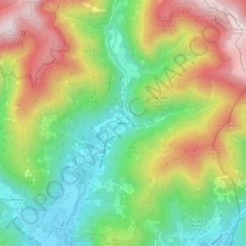 Mappa topografica Malvaux, altitudine, rilievo