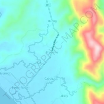 Mappa topografica Fragante, altitudine, rilievo