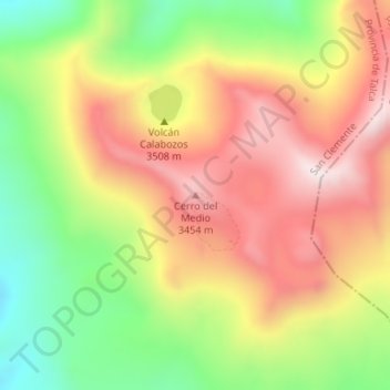 Mappa topografica Cerro del Medio, altitudine, rilievo