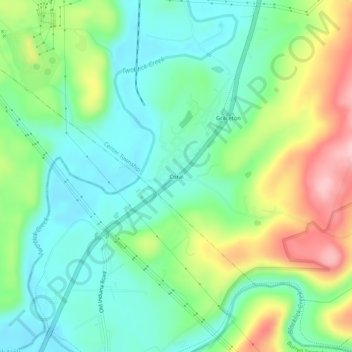 Mappa topografica Coral, altitudine, rilievo