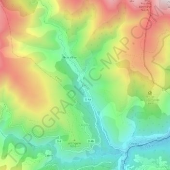 Mappa topografica Evol, altitudine, rilievo