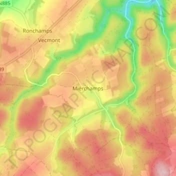 Mappa topografica Mièrchamps, altitudine, rilievo