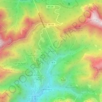 Mappa topografica Achada, altitudine, rilievo