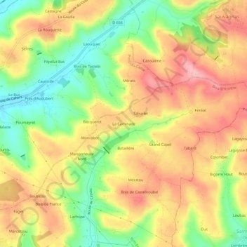 Mappa topografica La Caminade, altitudine, rilievo