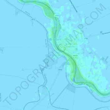 Mappa topografica Ariano Ferrarese, altitudine, rilievo