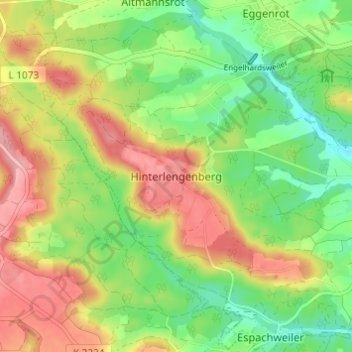 Mappa topografica Hinterlengenberg, altitudine, rilievo