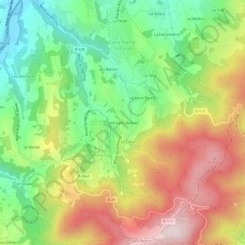Mappa topografica Petit Saint-Bonnet, altitudine, rilievo