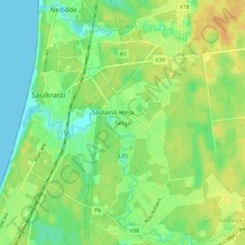 Mappa topografica Selga, altitudine, rilievo