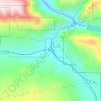 Mappa topografica Cimarron, altitudine, rilievo
