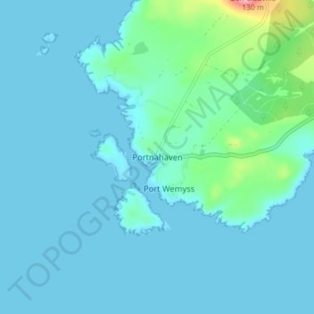 Mappa topografica Portnahaven, altitudine, rilievo