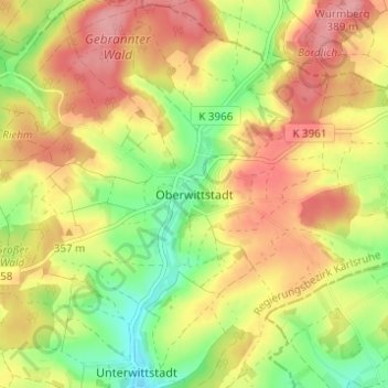 Mappa topografica Oberwittstadt, altitudine, rilievo