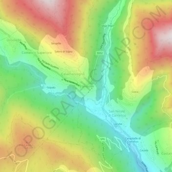 Mappa topografica Candide, altitudine, rilievo