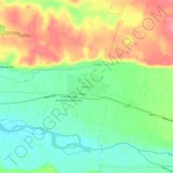 Mappa topografica Radal, altitudine, rilievo