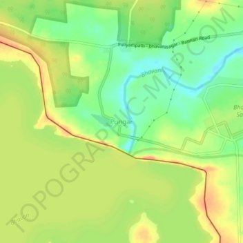 Mappa topografica Pungar, altitudine, rilievo