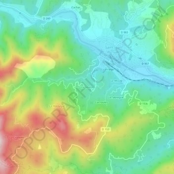 Mappa topografica La Devèze, altitudine, rilievo