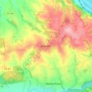 Mappa topografica Alkofen, altitudine, rilievo