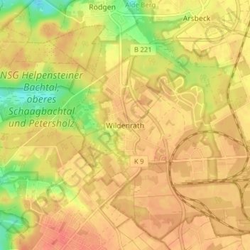 Mappa topografica Wildenrath, altitudine, rilievo