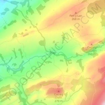 Mappa topografica Trap, altitudine, rilievo