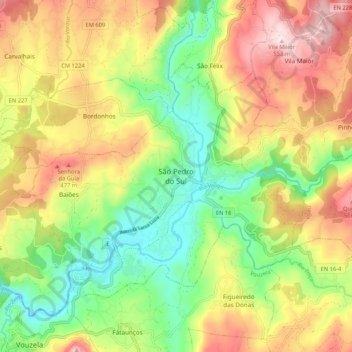 Mappa topografica São Pedro do Sul, altitudine, rilievo