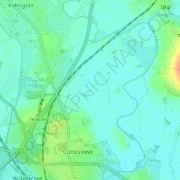 Mappa topografica Water Eaton, altitudine, rilievo