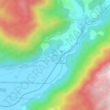 Mappa topografica Vasche, altitudine, rilievo
