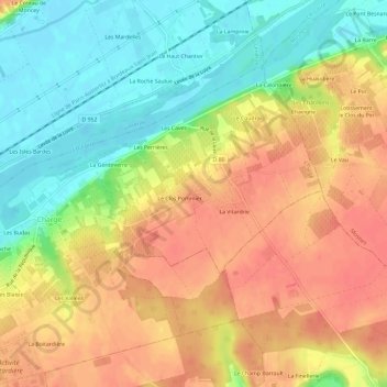 Mappa topografica Artigny, altitudine, rilievo