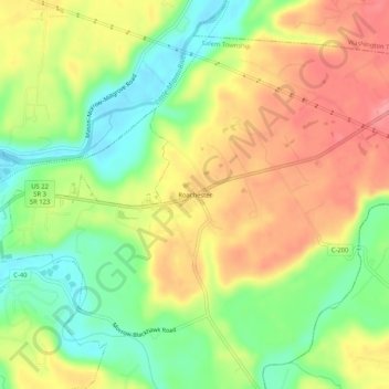 Mappa topografica Roachester, altitudine, rilievo