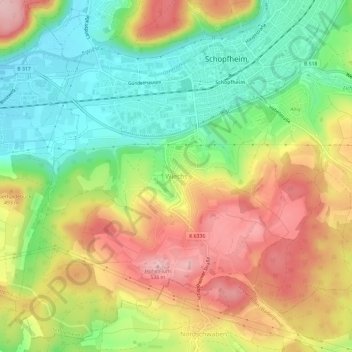 Mappa topografica Wiechs, altitudine, rilievo