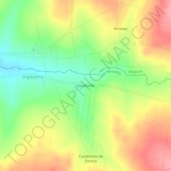 Mappa topografica Cocalzinho, altitudine, rilievo