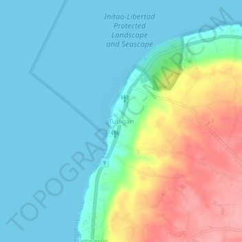 Mappa topografica Tubigan, altitudine, rilievo