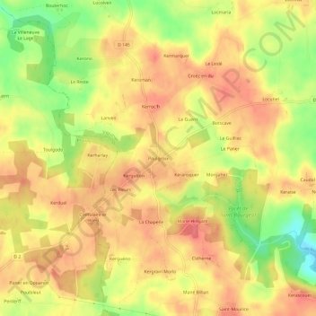 Mappa topografica Poulgroix, altitudine, rilievo