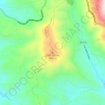Mappa topografica Colle Terelle, altitudine, rilievo