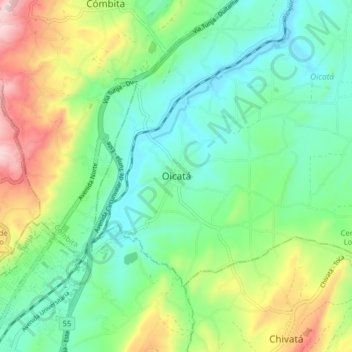 Mappa topografica Oicatá, altitudine, rilievo