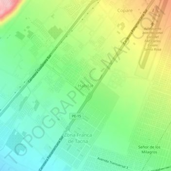 Mappa topografica Habitat, altitudine, rilievo