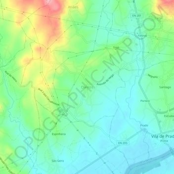 Mappa topografica Oleiros, altitudine, rilievo