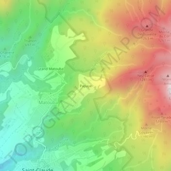 Mappa topografica Papaye, altitudine, rilievo