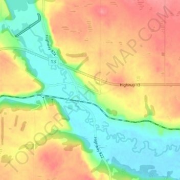 Mappa topografica Gwynne, altitudine, rilievo