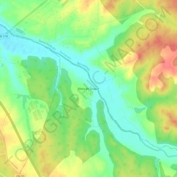 Mappa topografica Mata do Duque, altitudine, rilievo